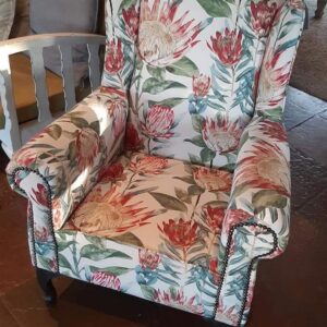 Wingback chair in Protea Print