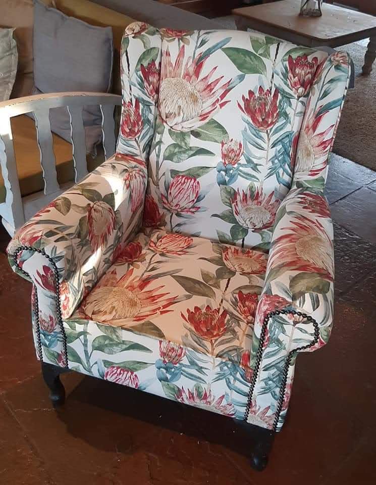 Wingback chair in Protea Print